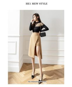 スカート | ロングレディース ボトムス  ロング 秋冬 40代 50代 コーデ 送料無料 スリット 着痩せ 韓国ファッション Aライン セクシー ハイウエスト
