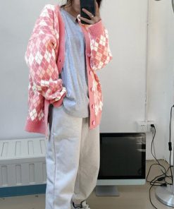 ニット・セーター | アーガイルカーディガン Vネック 長袖