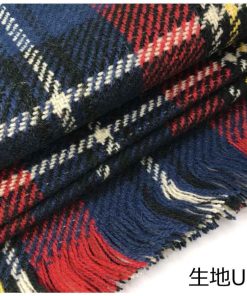 マフラー | チェック リバーシブル フリンジ付きストール 大判 厚手 肩掛け