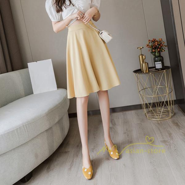 スカート | 膝丈 春秋 無地 フレアレディース ミディアム丈 ペンシルミモレ 黒 大人 20代 30代 40代 上品 OL エレガント 母 ママ