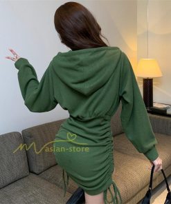 ミディアム | ワンピース 長袖 タイト ミニ丈 レディース 秋新作 タイトワンピ ZIPセクシー 体型カバー 無地通勤 オフィス 着痩せ パーカー OL きれいめ 大人ファッション