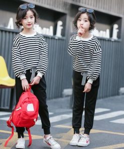 （子供）その他 | 長袖Ｔシャツ 女の子 秋 トップス セットアップ シンプル カットソー ボーダー柄 綿 おしゃれ 子供服 キッズ 洋服