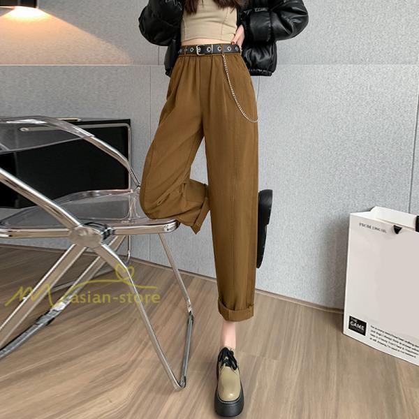 ワイドパンツ | レディース ロング丈 ストリート風 ロングパンツ シンプル 秋冬コーデ 体型カバー ウエストゴム お出かけ ポケット ハイウエスト ゆったり