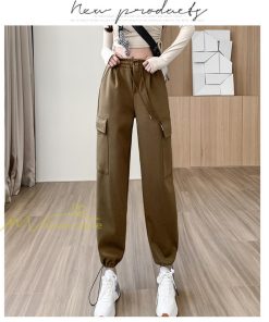 チノ・テーパード・ジョガー・スキニーパン | テーパードパンツ パンツ レディース 着痩せ ワイドパンツ 裾ひも付き ハイウエスト ウエストゴム カジュアル 秋冬 ロングパンツ 新作 無地 きれいめ コーデ