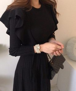 ワンピース | ショルダーフリルニットワンピース新作