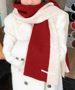 マフラー | ニット配色 レディース 秋冬