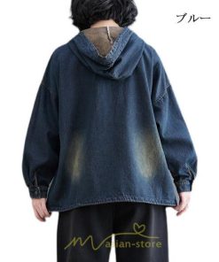 シャツ・ブラウス | デニムシャツ レディース長袖 トップス ブラウス ブルー 春 秋 カジュアル シャツ おしゃれ 可愛い マタニティ フード カジュアル 大きいサイズ 送料無料