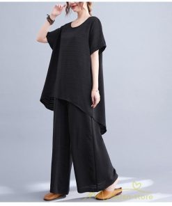 セットアップ | レディース 夏 40代 20代 コーデ カジュアル 2点セット Tシャツ 半袖 ガウチョパンツ 綿麻 大きいサイズ ゆったり 通勤 大人 着痩せ おしゃれ