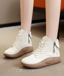 ブーツ | ムートンレディース ショート 編み上げ ジッパー付き スニーカー カジュアル 歩きやすい 秋 2022新作 冬 痛くない 内ボア
