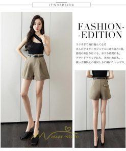 ショートパンツ | パンツ 無地 ベルト 美脚 カジュアル シンプル レディース 春 夏 ベルト付ボトムス お出かけ 日常 ズボン ゆったり 短パン