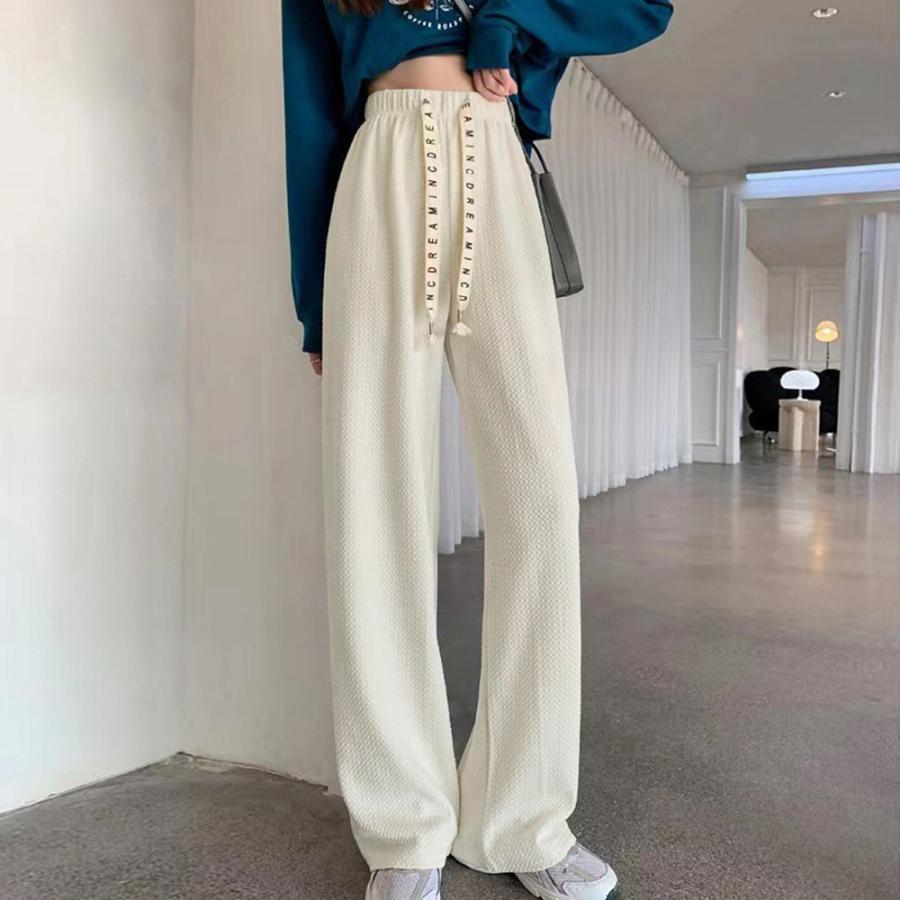 ワイドパンツ | ワッフル調ストレートパンツ レディース夏