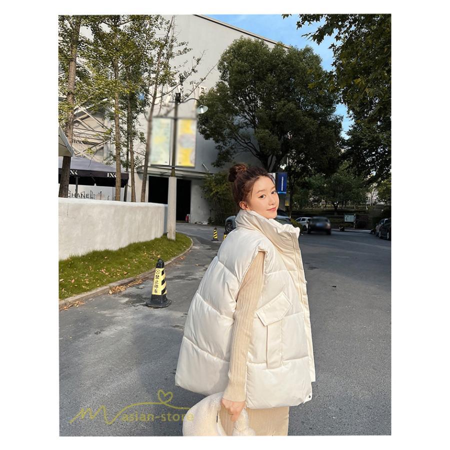 ベスト | ダウンレディース 無地 スタンドネック 中綿きれいめ シンプル 大きいサイズ ノースリーブ 韓国風 20代 50代 秋冬コーデ 40代 30代 大きいサイズ