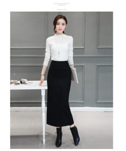 在庫ある | 短納期ロングタイトスカート ハイウエスト ロングスカート ビジネススカート ラシャスカート スリットセクシースカート エレガント フェミニン 後ろファスナー