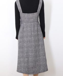 オールインワン | スカート ワンピース ロング 秋冬 チェック ジャンパースカート サロペット オールインワン 大人 グレンチェック
