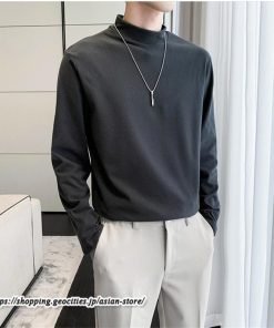 Tシャツ | メンズ トップス 秋冬 保温 無地 モックネック メンズスタイル 20代 30代 通勤 通学 着回し ビジネス 40代 長袖カットソー 冬 50代 コーデ 秋