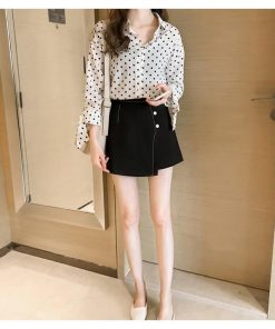 在庫ある | 短納期シフォンブラウスレディース ドットシャツ ビジネスブラウストップス オフィスフォーマルシャツブラウス 薄手 春夏衣装 通学通勤 着痩せ リボン OL