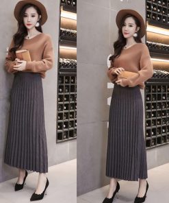 スカート | 短納期プリーツニットプリーツニットマキシニット ハイウェスト ロングAライン シンプル キレイめ 大人 無地