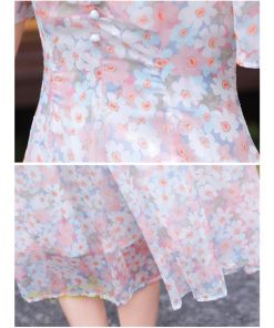 ミディアム | ワンピース レディース 花柄 きれいめ 膝丈 おしゃれ 上品 半袖 スクエアネック 大きいサイズ 30代 40代 夏新作 20代 サマーワンピース 大人 エレガント 韓国風