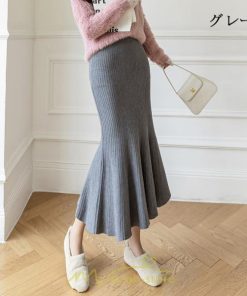 スカート | ニットレディース ボトムス ロング丈 ミモレ丈 ウエストゴム Aライン タイト マーメイド 楽チン 秋冬 韓国風 かわいい 着痩せ お出かけ デート