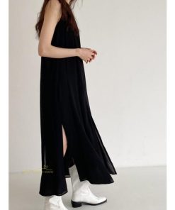 ノースリーブ | ワンピース マキシワンピース マキシワンピ マキシ ロングワンピース ワンピ スリット シンプル 無地 春夏 フレアワンピース ゆったり