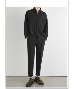 シャツ | メンズ トップス 長袖カジュアル開襟無地 白ビジネス 春 春服 秋 秋服 半袖 夏服 20代 落ち感 トレンド 30代 40代 50代