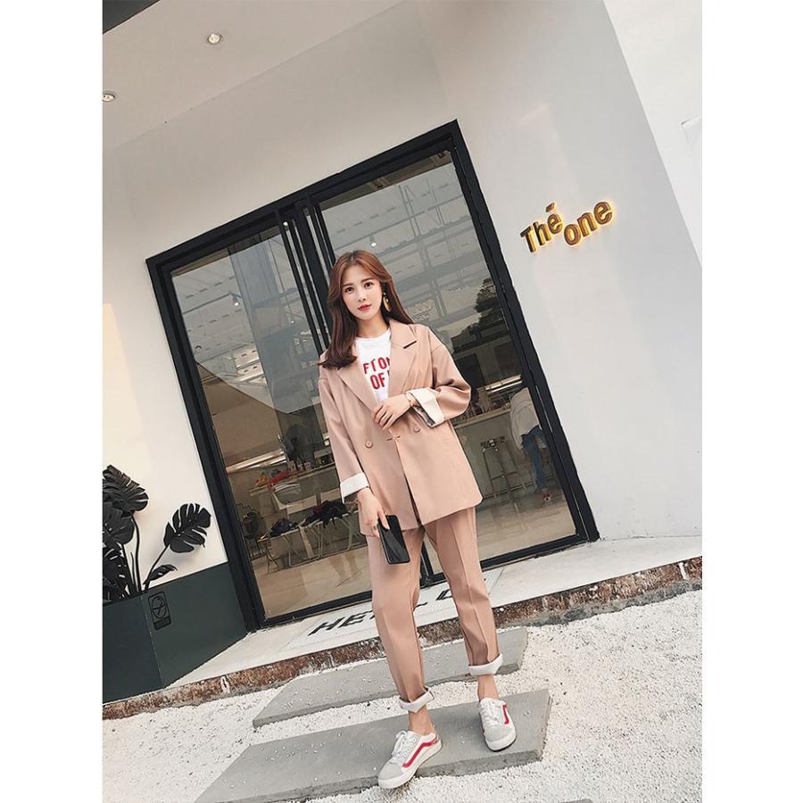 パンツスーツ | レディース 秋 春 テーラードジャケット カジュアルスーツ 30代40代 ゆったり 制服 OL フォーマル 事務服 オフィス