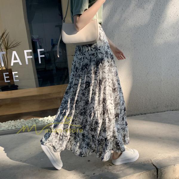 スカート | レディース シフォン フレア マキシ ロングウエストゴム マキシゆったり 普通着 お出かけ お呼ばれ カジュアル 通勤通学 リゾート