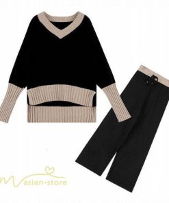 セットアップ | 2点セット ニットセーター レディース 秋 冬 長袖 セーター 上下セット かわいい 20代 30代 カジュアル 40代 ワイドパンツ 着痩せ 50代 新作
