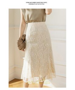 スカート | レース きれいめ 30代 40代 50代 着やせ 上品 春夏秋冬 ハイウェスト 花柄 コーデ 黒 ひざ下 膝下 知的 Aライン オシャレ 脚長効果 通勤OL 着痩せ