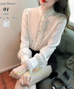 シャツ・ブラウス | ブラウス レディース きれいめ 40代 春秋新作 オシャレブラウス 白ネックシャツ 立ち襟 20代30代 通勤通学 カジュアル 夏物 お出かけ フォーマル 着痩せ 上品