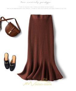 スカート | レディース ロング丈 マーメイド可愛い シンプル ニット 秋冬コーデ ボトムス きれい フレアカジュアル 女子会 新作 デート 抜け感