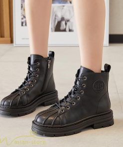 ショートブーツ | レディース ブーティー 太ヒール ブーツ ショートヒール カジュアル レースアップ 厚底 コスプレ靴 編み上げブーツ 歩きやすい 厚底ブーツ