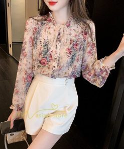 シャツ・ブラウス | ブラウス レディース きれいめ 40代 春夏秋新作 オシャレシフォンブラウス 花柄シャツ 長袖トップス 大人 通勤OL リボン付き シャツ30代 ゆったり 50代 上品