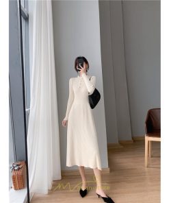 ニットワンピース | レディース 冬 きれいめ ロング おしゃれ 秋冬 長袖 送料無料 可愛い 着痩せ Aライン 20代30代40代50代 韓国風 ハイネック
