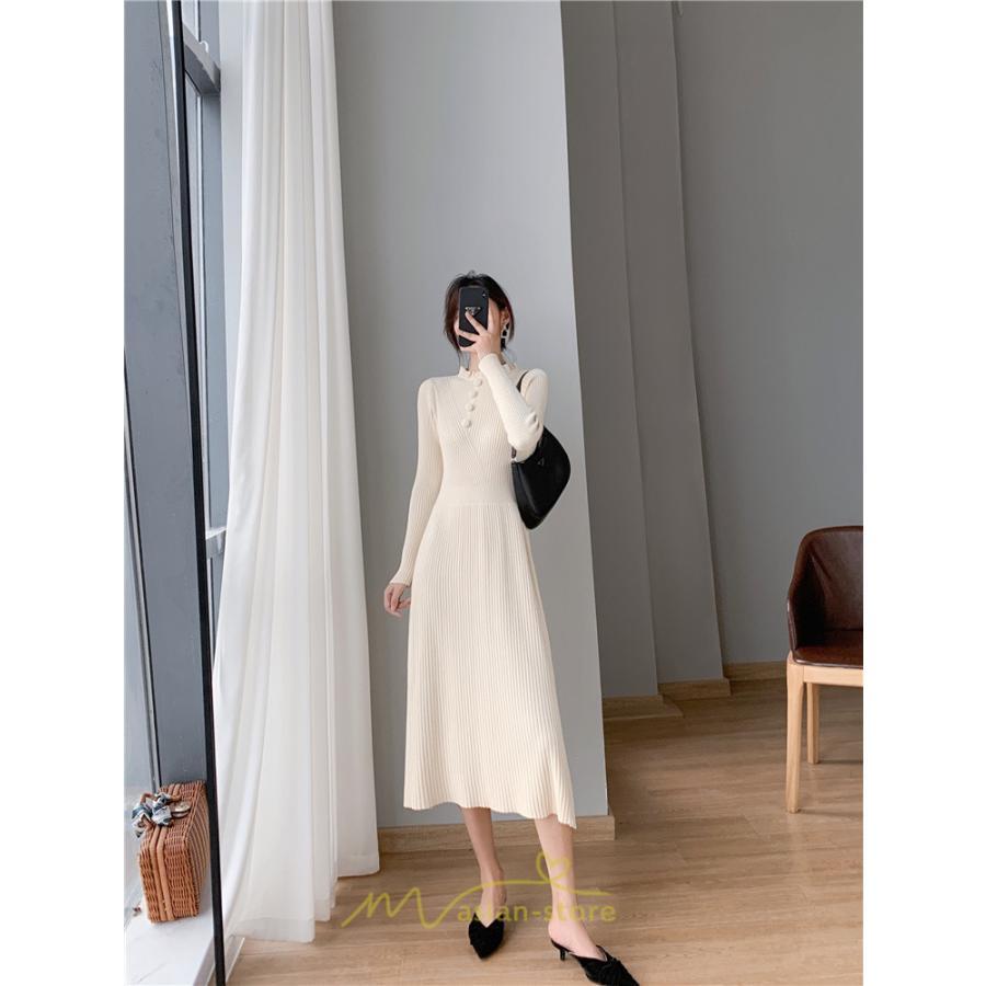 ニットワンピース | レディース 冬 きれいめ ロング おしゃれ 秋冬 長袖 送料無料 可愛い 着痩せ Aライン 20代30代40代50代 韓国風 ハイネック