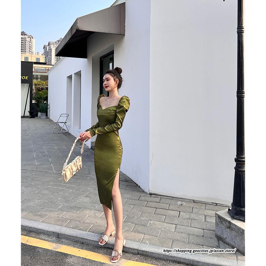 タイト | ワンピースタイトワンピース長袖 上品 セクシー高級感 ワンピース タイトワンピース ヒップアップ スリム 美ライン エレガント お呼ばれ シルエット