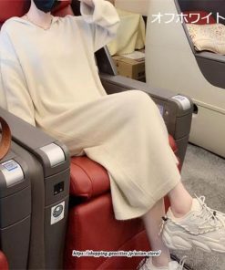 マキシ | ワンピース 秋 秋服 ニット レディース タートルネック 長袖 ニットワンピース ケーブル編み ゆったりタートル