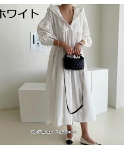 マキシ | シャツワンピース マキシワンピース レディース フード付き パーカー風 春 長袖 ゆったり ロングシャツ 秋 夏 ロングワンピース