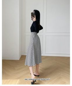 スカート | ロングきれいめ レディース ロング丈 Aライン 20代 30代 40代 50代 秋 冬 千鳥格柄 細見え 可愛い ハイウエスト お出かけ 高見え