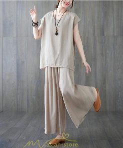 セットアップ | レディース 夏服 Tシャツ ワイドパンツ ガウチョパンツ カジュアル 無地 冷感 涼感 ブラウス トップス 30代40代 2点セット ゴム パンツ 半袖