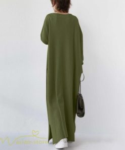 マキシ | ワンピース 長袖 無地 Tシャツワンピース レディース 着痩せ ゆったり マキシワンピ Vネック カジュアル 体型カバー Aラインワンピース 秋 フレア カジュアル