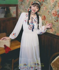 マキシ | ワンピース ロングワンピース エスニックワンピース コットン 花柄 刺繍 リゾートワンピース ワンピ 長袖 大人 夏 きれいめ フェミニン 秋 おしゃれ ゆったり