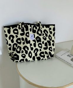 ショルダーバッグ | ヒョウ柄 キャンバストートバッグ 韓国