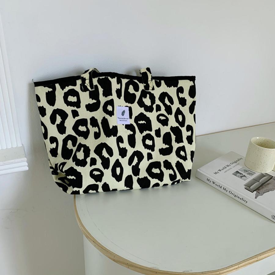 ショルダーバッグ | ヒョウ柄 キャンバストートバッグ 韓国