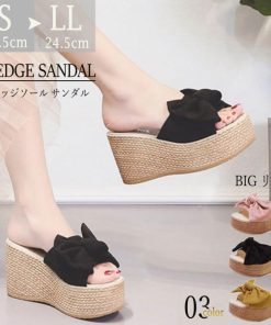 パンプス | 厚底サンダル ウエッジソール ヒールサンダル 痛くない リボンサンダル 歩きやすい レディース リゾートサンダル サマー