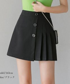 ひざ丈スカート | プリーツスカート インナーパンツ付き サイドプリーツスカート ファスナー付き レディース ミニスカート 春夏 ショート丈