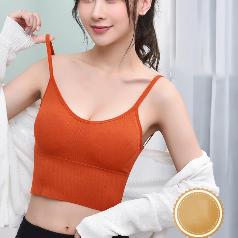 キャミソール | リブレディース 下着 カップ付き タンクトップ インナー ショート丈 Uオープンバック ベアトップブラ 春夏