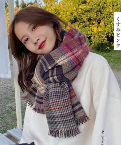 マフラー | チェック柄大判ストール 両面マフラー秋冬