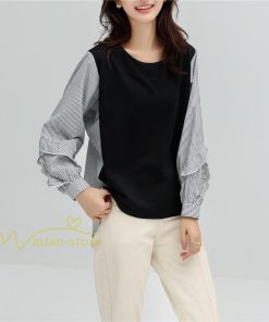 シャツ・ブラウス | Tシャツ レディース トップス 長袖 秋コーデ 切り替え パフスリーブ カットソー ブラウス ゆったり 可愛い カジュアル オフィス 20代30代40代 シンプル 春夏秋