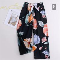 ワイドパンツ | パンツ レディース ボトムス ウエストゴム 楽ちん リラックスパンツ ルームウェア 体型カバー ゆったり 春物 夏 綿紬 女の子 海 プリント かわいい